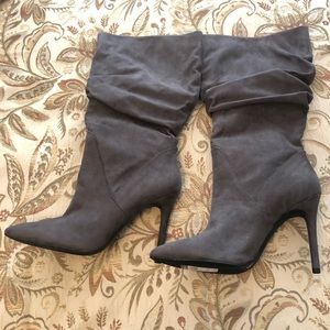 Grey microsuede boots
